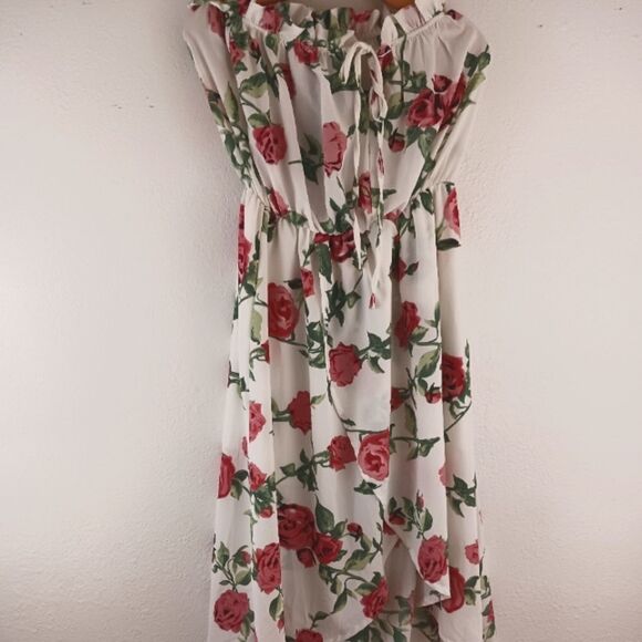 Haute Rogue off the shoulders floral Smoke low high maxi dress size L - Picture 2 of 7
